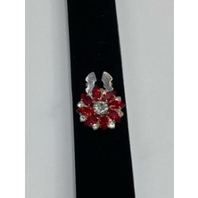 Karan Tuhafiye Taşlı Düğme /taşlı Klipsli Düğme/2,5 cm Kırmızı