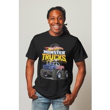 Fuddy Moda Unisex Hot Wheels Monster Trucks Baskılı T-Shirt Hot Wheels Yazılı T-Shirt