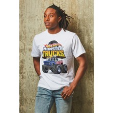 Fuddy Moda Unisex Hot Wheels Monster Trucks Baskılı T-Shirt Hot Wheels Yazılı T-Shirt
