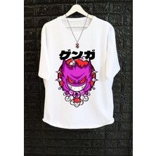 Fuddy Moda Unisex Oversize Pokemon Gengar Baskılı T-Shirt Pokemon Anime Baskılı T-Shirt