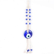 Depposite Nazar Makrome Tek Boy Oval Şekilli Mavi Beyaz Boncuk Örme Detaylı Duvar Süsü