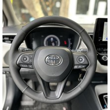 İmza Toyota Corolla 2020-2024 Araca Özel Direksiyon Kılıfı (Nokta Düz Gri Dikiş)