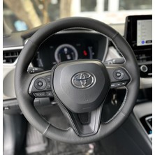 İmza Toyota Corolla 2020-2024 Araca Özel Direksiyon Kılıfı (Nokta Düz Gri Dikiş)