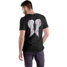 Texclusive Daryl Dixon Kanat T-Shirt Siyah Sırt Baskılı T-Shirt