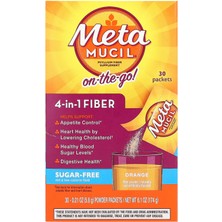 Metamucil On-The-Go, 4-In-1 Fiber, Sugar-Free, Orange, 30 Powder Packets, 0.21 Oz (5.8 G) Each