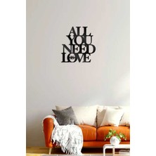 Ensa Design All You Need Is Love Yazılı Ahşap Duvar Dekoru, Dekoratif  Duvar Dekoru 35X35CM