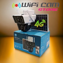 Wificam Wificam Çift Kameralı Hareket Takipli 4g Sim Kartlı Solar Kamera 3+3=6mp Dual Lens+64 GB Sd Kart