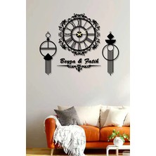 Ensa Design Kişiye Özel Dekoratif 4 Parça Ahşap Duvar Saati - Salon Duvar Saati 70X70CM