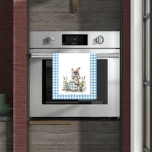 Sister Home Design Mavi Pötikare Tavşan Desenli Fırın Örtüsü
