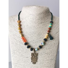 Halley Concept Özel Tasarım Baykuş Detaylı Etnik Kadın Kolye