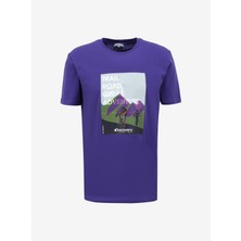 Discovery Expedition Mor Erkek Bisiklet Yaka Relaxed Baskılı T-Shirt D4SM-TST3263