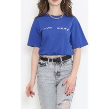 Trendıco Beli Lastikli Crop Tişört Saks - 16550.1567.