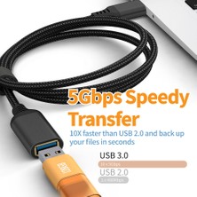 Pabiflo USB 3.0 Tip A Erkek-Dişi Uzatma Kablosu Dayanıklı Örgülü Malzeme Yüksek Veri Iletim Kablosu (5 METRE/16FT) (Yurt Dışından)