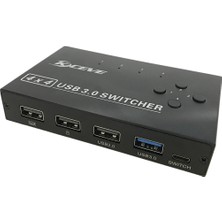 Pabiflo 4 Bağlantı Noktalı Usb3.0 Paylaşıcı Anahtarı USB Kvm Switcher Klavye Fare Yazıcısı Için Denetleyici Pc Paylaşımı Ayırıcı ile (Yurt Dışından)