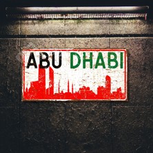 Hayg Equipment Abu Dabi Silüetli Dekoratif Alüminyum Tabela - Retro Metal Duvar Dekoru - Abu Dabi Manzaralı Levha - 10 x 20  cm