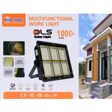 DLS Güneş Enerjili Solar 1000 Watt LED Projektör Taşınabilir Sarı Beyaz ve Çakar Işık Lamba