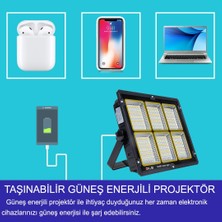 DLS Güneş Enerjili Solar 1000 Watt LED Projektör Taşınabilir Sarı Beyaz ve Çakar Işık Lamba