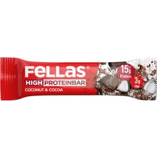 Fellas Yüksek Protein Bar - Hindistan Cevizi ve Kakaolu 45 gr x 12 Adet 