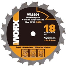 Worx WA8304 120X9,5MM Metal, Ahşap, Pvc, Alüminyum Kesme, Elmas Daire Testere Bıçağı