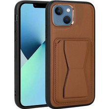 Bulut E-Ticaret Apple iPhone 13 - Uyumlu Kartlıklı Standlı ​pu Deri Bulut E-Ticaret  Memo Kapak-Kahverengi
