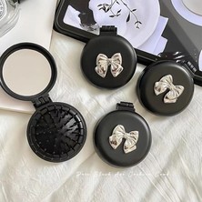 Pergyi Sevimli Katlanır Masaj Tarak Makyaj Aynası Seyahat Taşınabilir Plastik Hava Yastığı Küçük Tarak Saç Fırçası Papyon Hava Yastığı Tarak (Yurt Dışından)