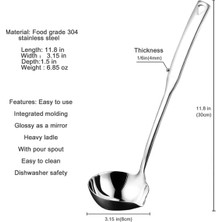 Benagee 2x Mutfak Çorba Kepçesi 304 Paslanmaz Çelik Yumruk Aydınlık Ladell Kaşık Servis Için Dökme Borulu Kepçeler, 11.8 Inç (Yurt Dışından)