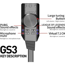 Maxgo 3185 USB Harici Ses Kartı 7.1 Uyumlu Dönüştürücü Plextone Gs3 Pubg Lol Mikrofon Destekli