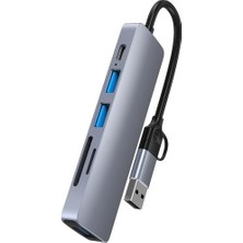 Daytona Hc-13LF MACBOOK Uyumlu  Type C & USB To 3*usb 2.0 1*usb 3.0 Çevirici Hub Adaptör