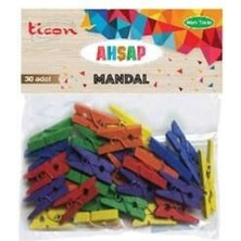 Ticon Ahşap Mandal 25X3 30'lu Paket Renkli