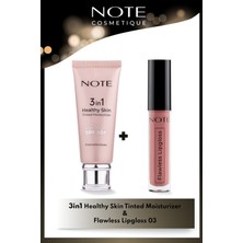 Note 3 İn 1 Tinted Ton Eşitleyici 50 Spf Krem & Flawless Lipgloss Ruj 03 - Pembe Makyaj Seti