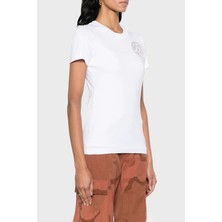 Versace Jeans Couture Pamuklu Regular Fit Bisiklet Yaka T Shirt Bayan T Shirt 76HAHT02 CJ03T G03