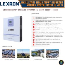 Lexron Akıllı Tam Sınus Mppt Yüksek Voltaj 6200 Watt 48 Volt Inverter - 6.2kw 48V - Paralellenebilir