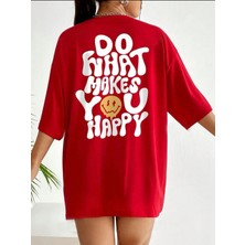 Medinenur Do What Makes You Happy Baskılı Kadın T-Shirt