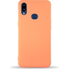 Caseart Samsung Galaxy A10S Kapak Içi Kadife Lansman Silikon Kılıf - Turuncu