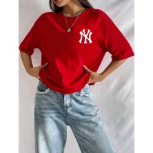Medinenur Ny Baskılı Bisiklet Yaka  Tshirt