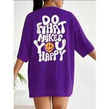 Medinenur Do What Makes You Happy Baskılı Kadın T-Shirt