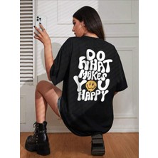 Medinenur Do What Makes You Happy Baskılı Kadın T-Shirt