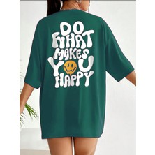 Medinenur Do What Makes You Happy Baskılı Kadın T-Shirt