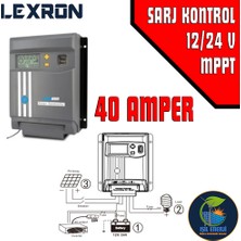 Lexron 40 Amper 12/24 Volt Mppt Şarj Kontrol Cihazı