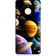 Teknomeg Huawei Mate 40 Pro Uyumlu Uzaydaki Gezegenler Desenli Silikon Kılıf