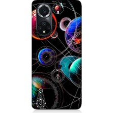 Teknomeg Huawei Nova  9 Uyumlu Sci Fi Gezegenler ve Vektörler Desenli Silikon Kılıf