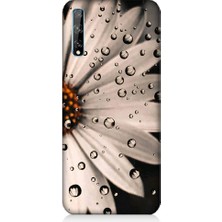 Teknomeg Huawei Y8P Uyumlu Papatya ve Su Damlaları Desenli Silikon Kılıf