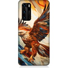 Teknomeg Huawei P40 Uyumlu Uçan Savaşçı Kartal Desenli Silikon Kılıf