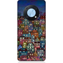 Teknomeg Huawei Nova  Y90 Uyumlu Minyatür Evler ve Gece Desenli Silikon Kılıf