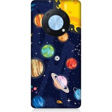Teknomeg Huawei Nova  Y90 Uyumlu Gezegenler ve Yıldız Haritası Desenli Silikon Kılıf