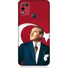 Teknomeg Infinix Hot 10 Play Uyumlu Mustafa Kemal Atatürk ve Bayrak Desenli Silikon Kılıf