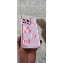 Kristal Teknoloji iPhone 15 Pro Max Ile Uyumlu 3D Popitli Sevimli Pembe Baby Kılıf