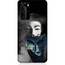 Teknomeg Huawei P40 Pro Uyumlu V For Vendetta Anonymous Desenli Silikon Kılıf