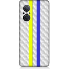 Teknomeg Huawei Nova  9 Se Uyumlu Sarı Lacivert Metal Motif Desenli Silikon Kılıf