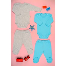 Bebe Tospik Pamuklu Yumuşak Kız - Erkek Bebek Uzun Kollu Patikli 2li Takım